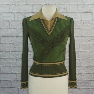 Vintage 60s Knit Suede Sweater Top 10